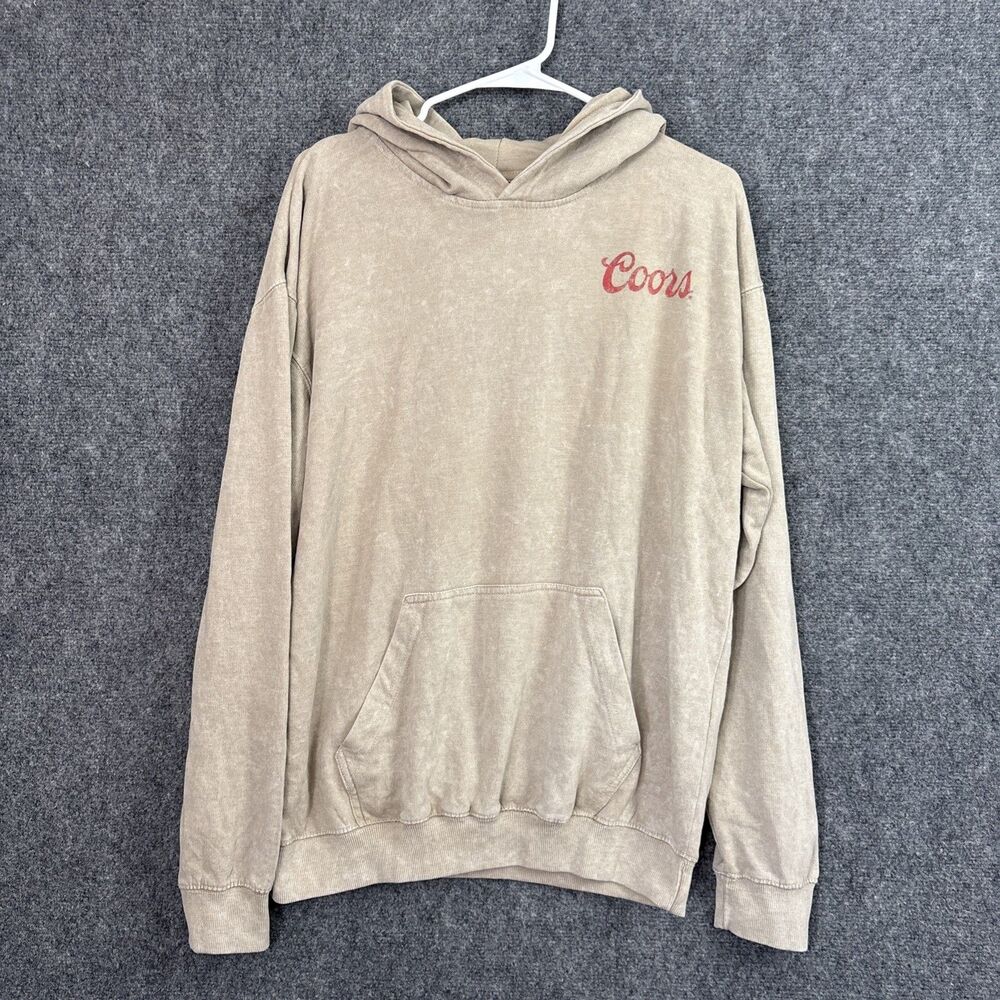 Coors Sweatshirt Mens Size M Beige Hoodie The Original Cowboy